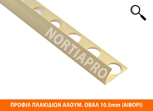 ΠΡΟΦΙΛ ΠΛΑΚΙΔΙΩΝ ΑΛΟΥΜΙΝΙΟΥ ΟΒΑΛ 10.5mm ΑΙΒΟΡΙ